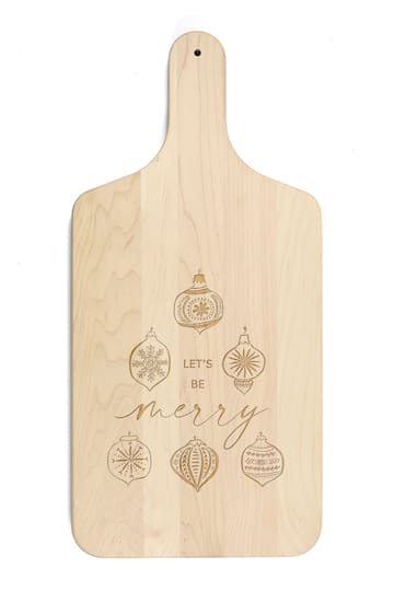 17&#x22; Let&#x27;s Be Merry Maple Paddle Cutting Board